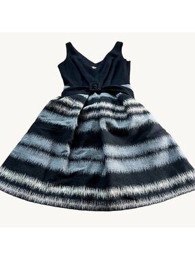 Eva Franco Womens Black Silver Metallic Dress Size 6 Sleeveless Fit Flare